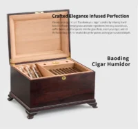 Large Desktop cigar Humidor, Handmade Hardwood Case with Glass Flavor Infusion Tubes - Image 2